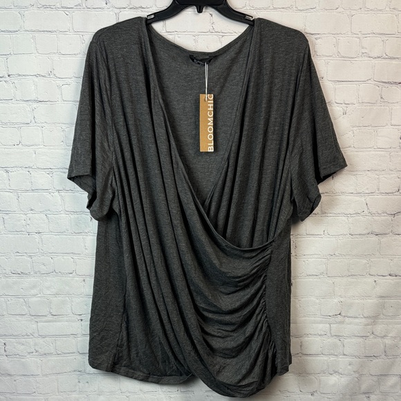 BloomChic Tops - BloomChic Women's Gray Heather Wrap Tee Plus Size 5X